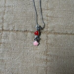 Lia Sophia Charming Silver Star Heart‎ Charm Necklace